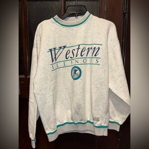 Vintage Cream and Teal Crewneck Sweatshirt - Western Illinois University